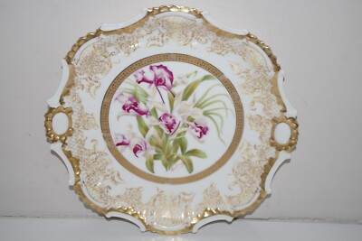 AA 5/8 Antique Limoges Ovington Brothers DISH Gold Encrusted Plate Ornate Floral