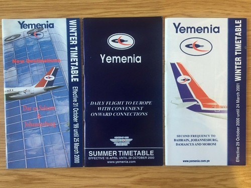 Lot of 17 YEMENIA Yemen Airways timetables 1991-2002 timetable schedule - Picture 6 of 7