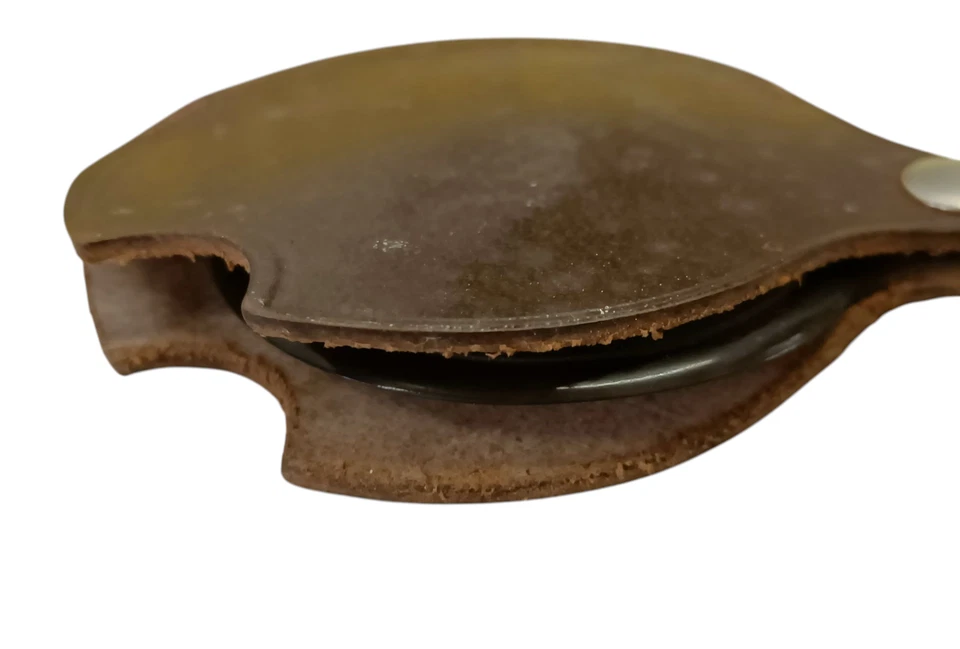 Vintage alte Tasche Lupe mit braunem Lederetui Tragbar klein - Bild 4 von 4