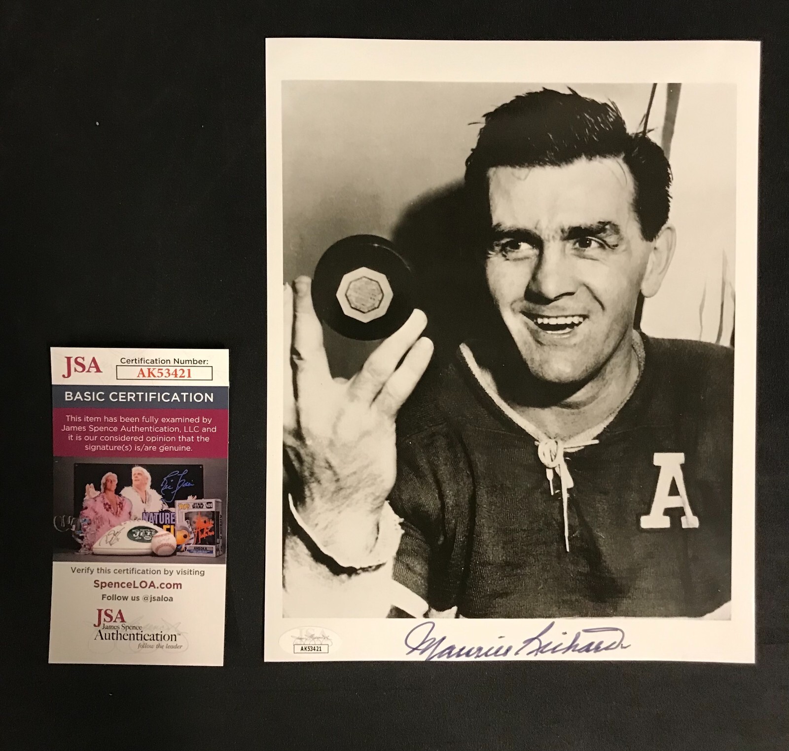 Maurice Richard Signed 8x10 B&W Photo JSA Certified NHL Montreal