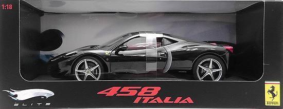 FERRARI 458 ITALIA BLACK METALLIC 1:18 by HOT WHEELS ELITE FERRARI 458 ITALIA BLACK METALLIC 1:18 by HOT WHEELS ELITE