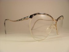 Vintage Black Gray  Gold Marbled Half Rim Designer RX Eyeglass Frames