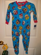 Paw Patrol Characters Blue One Piece Footed Pajama PJ Toddler Boys Size 2T NWT