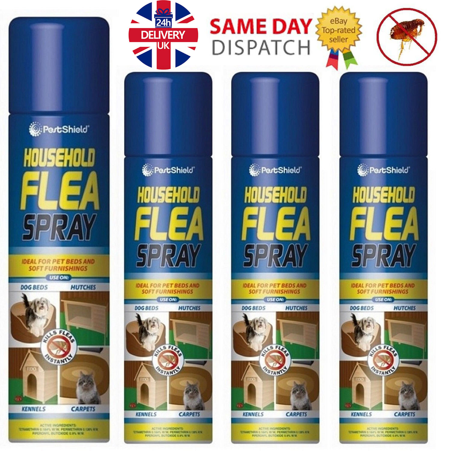 Pestshield Household Flea Killer Treatment Spray Home Beds Protection