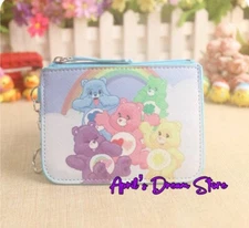 Care Bears Rainbow 5 Bears Purple ID Cardholder Coin Purse Keychain Wallet