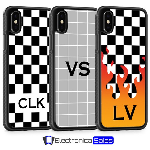 Personalised Grid Geometric Tumblr Initial Phone Case for iPhone X XS XR 8 7 6 5 - 第 1/6 張圖片