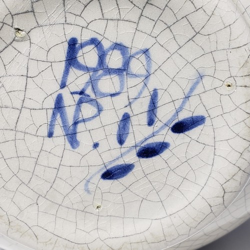 Vintage 1989 Dedham Keramik Topfschuppen 7" Hase Krug Krug Crackle blau signiert - Bild 9 von 9