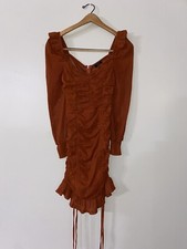 Privy Privately Privileged Orange Ruched Bodycon Dress - Size Small
