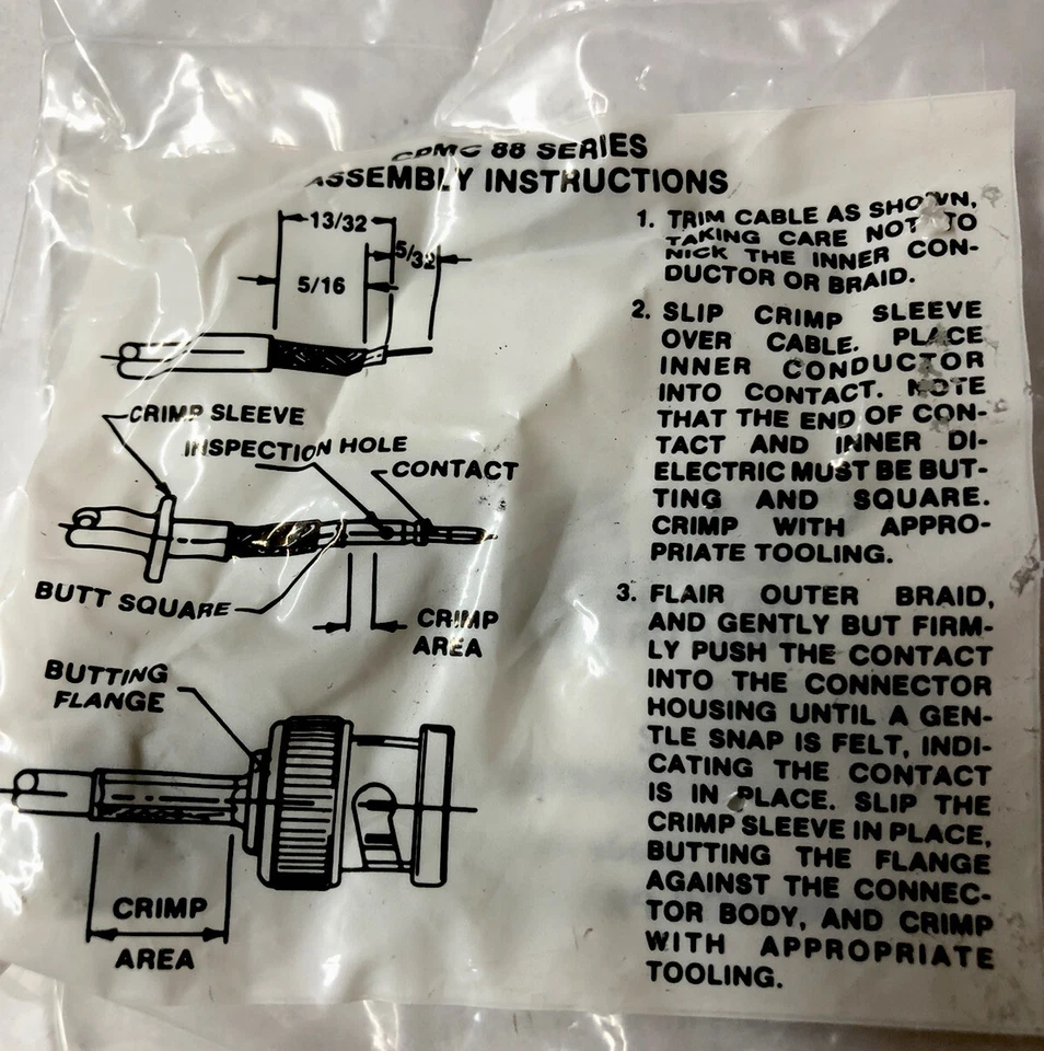 Lot Of 10 BNC Crimp Coax Connector Cambridge CPMC 78 30WP RG59 USA Made Quality - Image 2 of 4