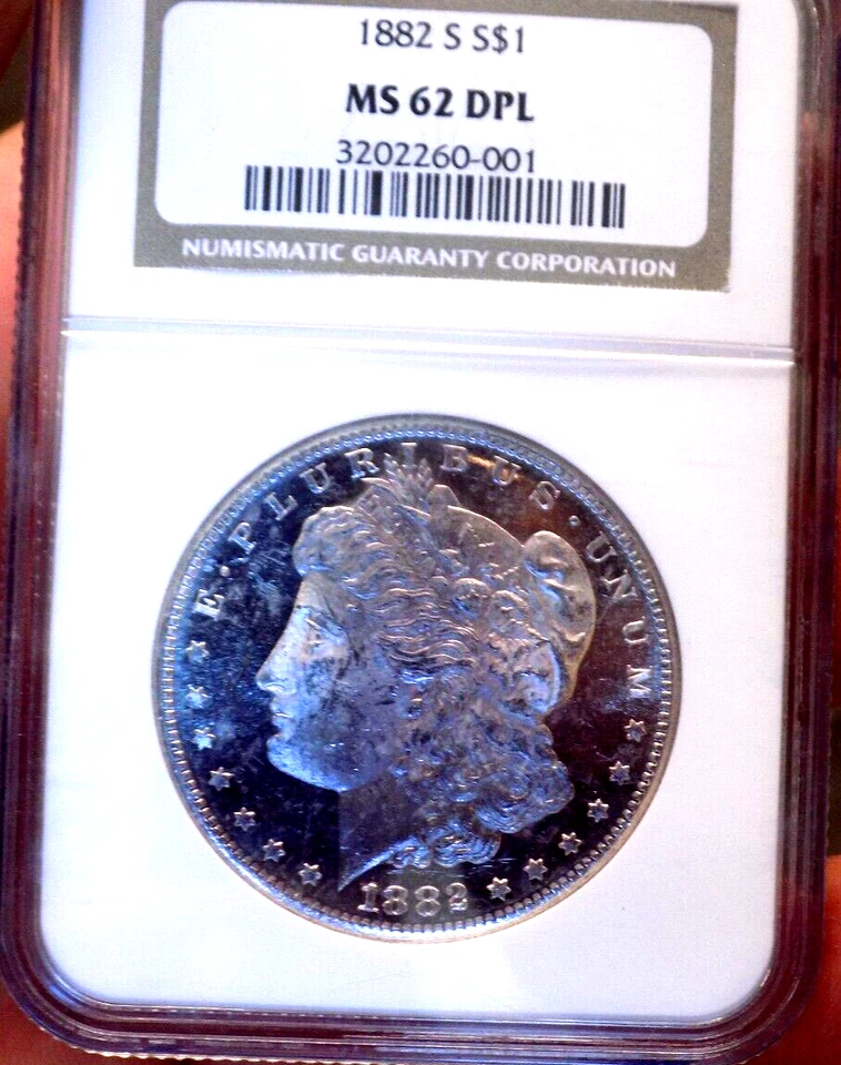 MORGAN SILVER DOLLAR 1882 S NGC MS 62 DMPL BLUE CHROME MONSTER CAMEO SHOCKING! - Image 4 of 4