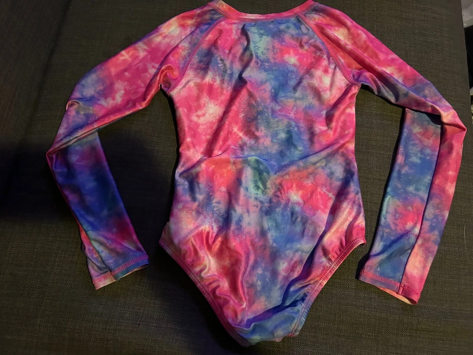 Traje de baño Under Armour rosa azul manga larga ajustado de una pieza niñas jóvenes talla 7 Foto 3 de 4