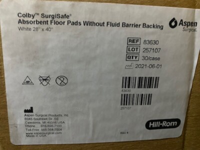 Case of 30 Aspen Colby SurgiSafe Absorbent Floor Mat 28'' X 40'' White 83630