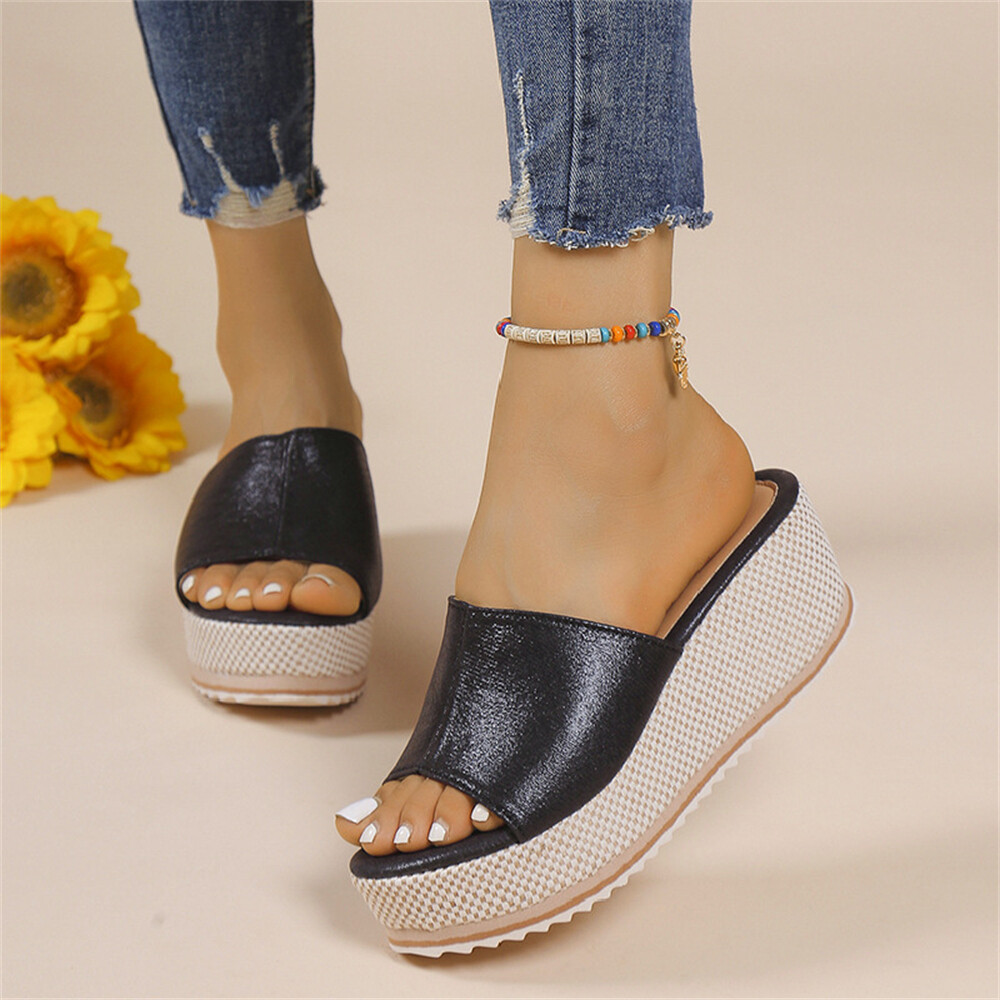 PANTOFOLA D’ORO Sandali con zeppa da donna estivi casual ciabatte moda slip on scarpe punta aperta