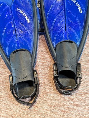 Nature's Wing Whale's Tail Fins Size 1-4 L/XL Flippers Blue W/ Bag Snorkel Swim - 第 12/19 張圖片