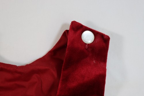 Vintage Velvet Overalls Shorts Maroon w/ Pearl Buttons Childrens Size 3T Holiday - Picture 3 of 8