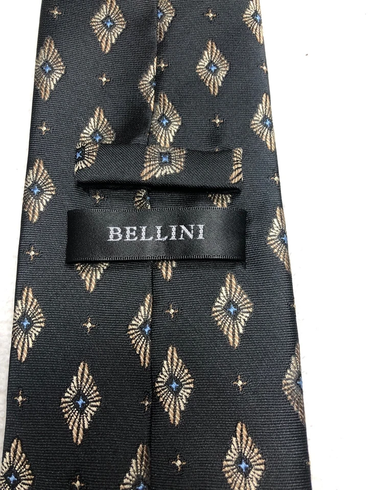 CORBATA BELLINI HOMBRE NEGRA CON ORO Y AZUL 3,75 X 58 Foto 4 de 4