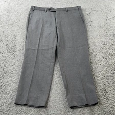 Zanella Pants Mens 34x28 100% Wool Trousers Italy Flat Front Gray Flat Front