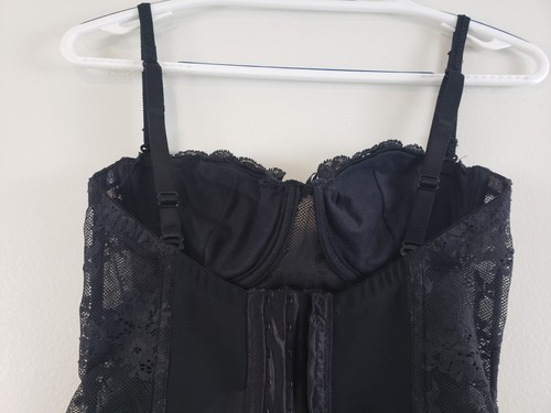 (Ag4) VTG Victoria’s Secret Lace Push-Up Bustier Bridal Corset Garter Black 36C - Picture 5 of 8