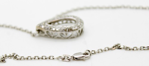 14K White Gold Diamond Pear Drop Pendant with 18" Chain - Picture 8 of 10