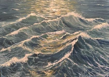 Original Artwork Oil Painting Landscape OCEAN WAVE FRAME Seascape Arts Gift 7х5"