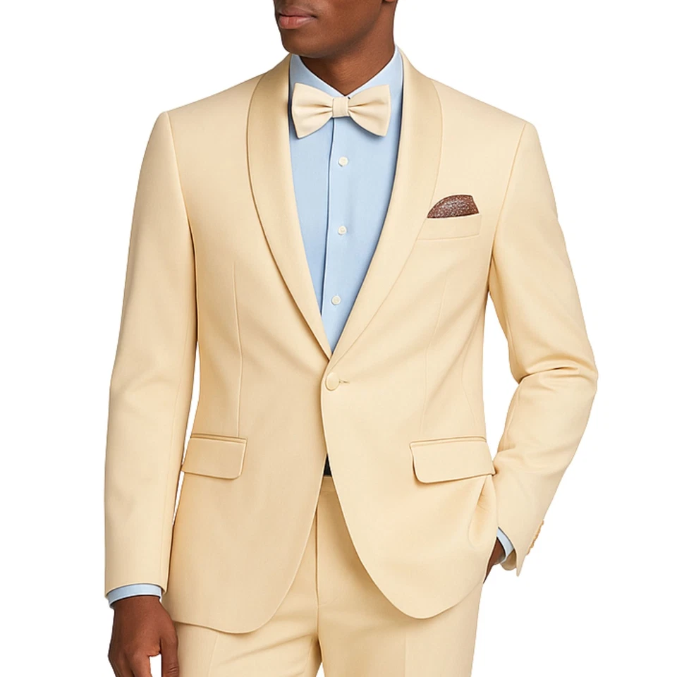 Esmoquin chal ajustado elástico VINCI para hombre con cintura flexible, 34S-56L, 6 colores - NUEVO Foto 2 de 4