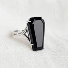 Black Onyx Coffin Ring 925 Solid Sterling Silver: Black Stone Ring All Size