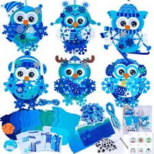 24 Sets Winter Craft Kits Christmas Crafts DIY Snowflake Owl Ornaments Decoratio