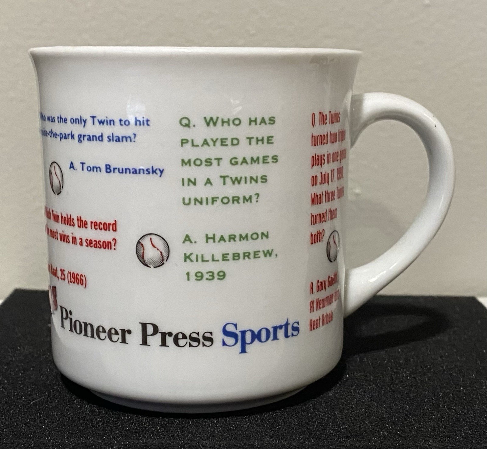 Minnesota Twins Pioneer Press Sports Trivia Mug - EXCELLENT
