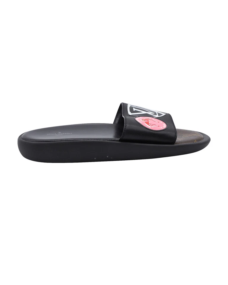 Louis Vuitton Flamingo Flat Slides In Leather Women Black Size 38