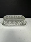 Vintage Anchor Hocking Wexford Diamond Pattern Pressed Glass Covered Butter Dish