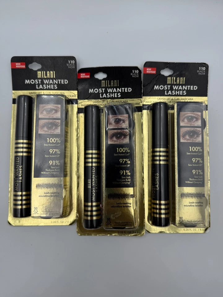 PACK de 3 pestañas Milani Most Wanted Lashes Lavish Lift & Curl #110 negras NUEVO Foto 4 de 4