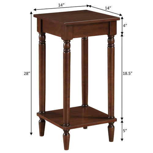 French Country Kim 14 In. Espresso Square End Table with Shelf - Picture 3 of 4