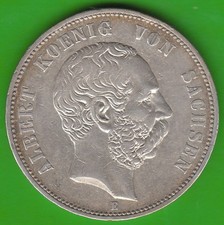 Münze Silber Sachsen 5 Mark 1895 sehr schön seltener nswleipzig