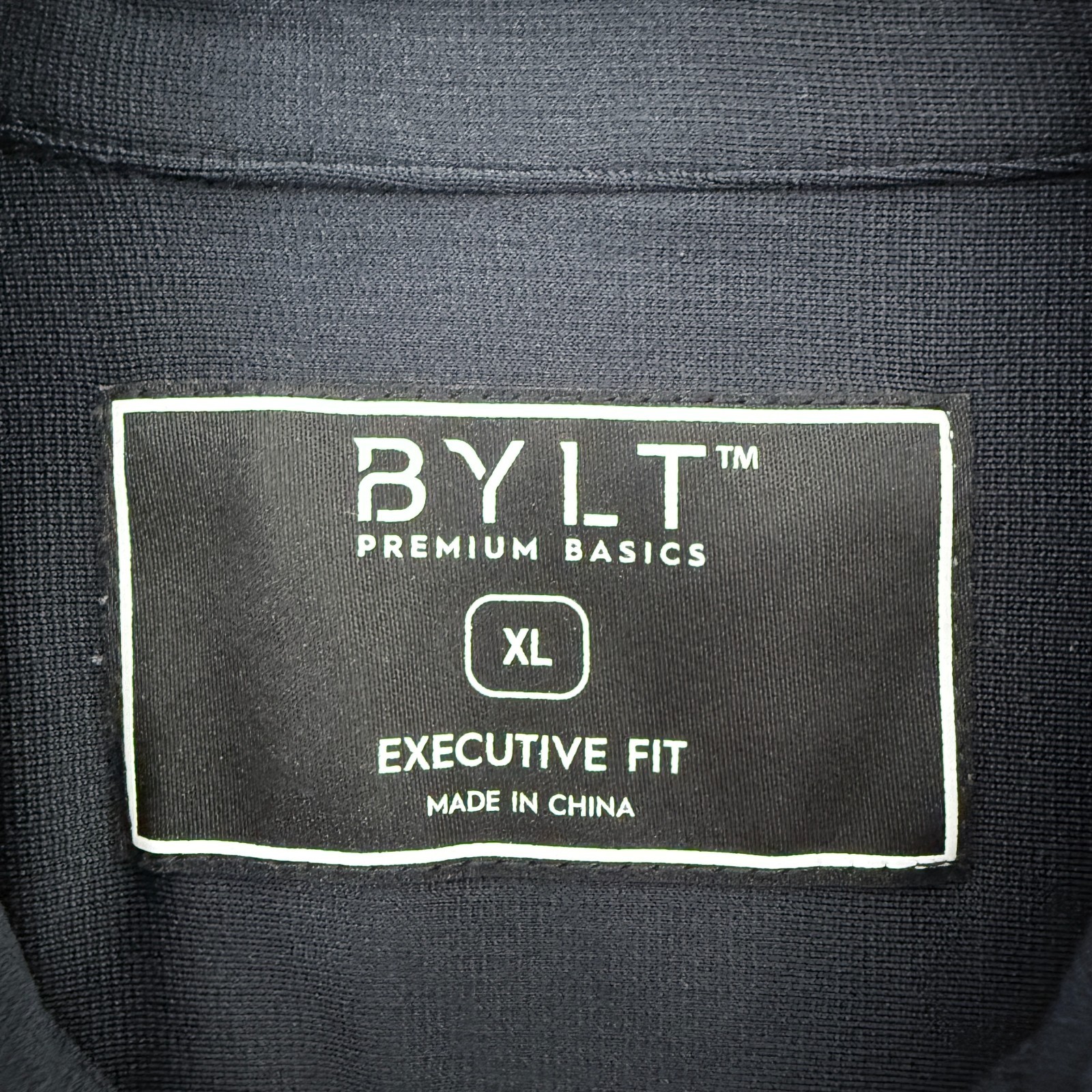 BYLT Premium Basics Shirt Mens XL Black Executive Fit Performance Button Up