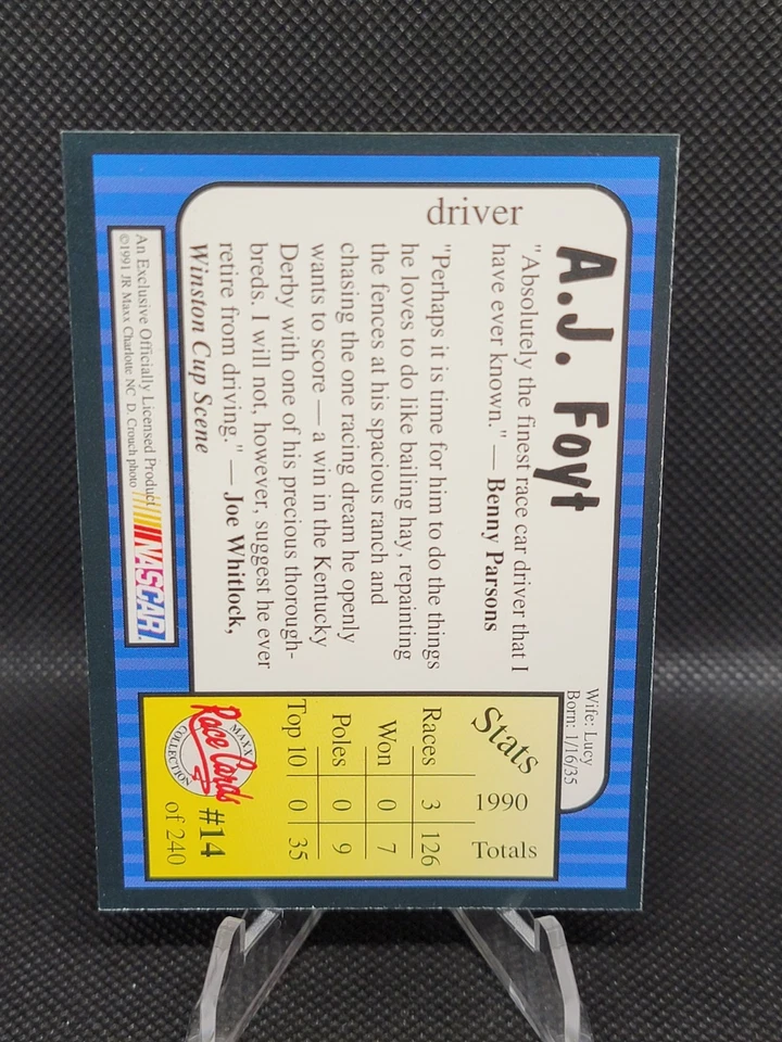 1991 Maxx Collection - A.J. Foyt #14 - Image 2 of 2