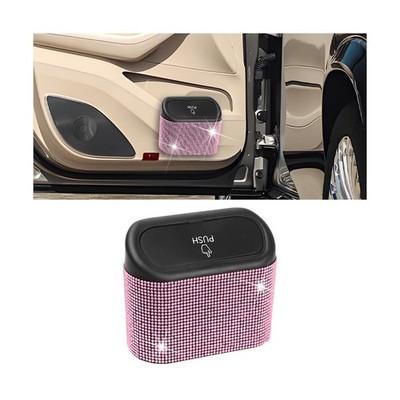 AICEL Bling Car Trash Can with Lid, Crystal 6.30 x 5.31 inches, Pink 
