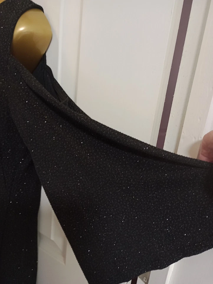 Coco Bianco Cold Shoulder Black Sparkle Top New Size M - Image 4 of 4