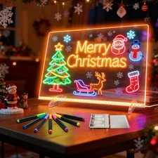 LED Note Board with Colors-Light Up Acrylic Dry Erase Board with 6 Modes & 8