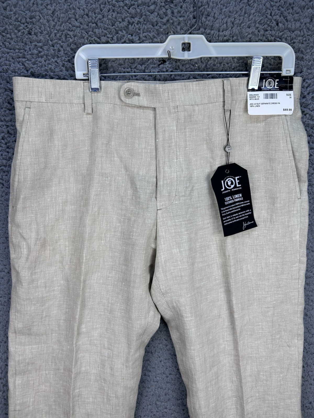 NWT Joe Joseph Abboud Linen Dress Pants Men's 36x28 Beige Beach Wedding Luxury