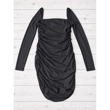 Princess Polly L/S Ruched Mesh Mini Dress Party Clubwear  Bodycon Black Size 6