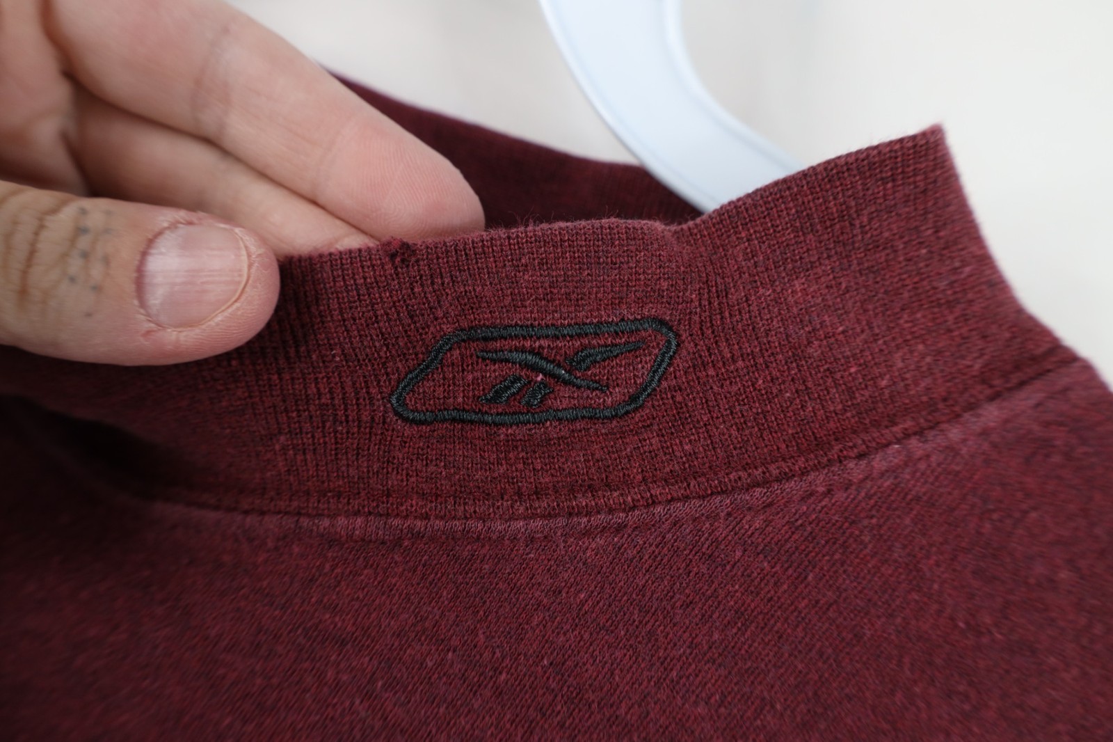 Vtg 90s Y2K Reebok Mens XL Faded Mock Neck Long Sleeve T-Shirt Burgundy Maroon thumbnail 4