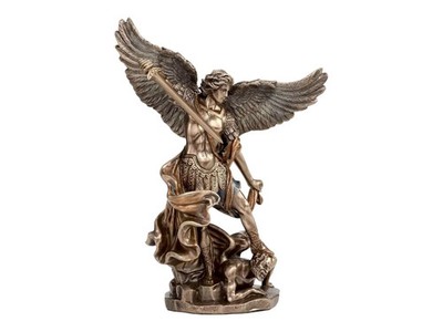 Heiliger Michael Erzengel besiegt Luzifer Kaltguss Bronze & Harz Statue