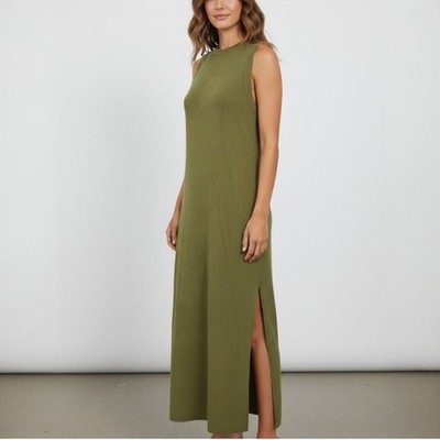 The Drop Gabriela Green A Line Stretch Maxi Sweater Dress Women's Size L NWT