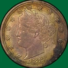 1883 Racketeer Gold Plating Liberty Head Nickel Almost Uncirculated Coin #32667