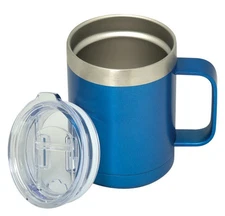 12 Oz Blue Stainless Metal Insulated Coffee Tea Cup Mug 12oz With Handle NWT