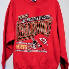 1995 AFC West Champions Kansas City Chiefs crewneck logo athletic sweatshirt
