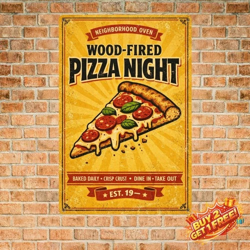 Pizza Zone Great Food Vintage Tin Metal Sign Pub Bar Decoration