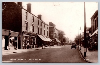 Walsall England Bloxwich Market Town High St Turog Bread Spratts RPPC Postcard