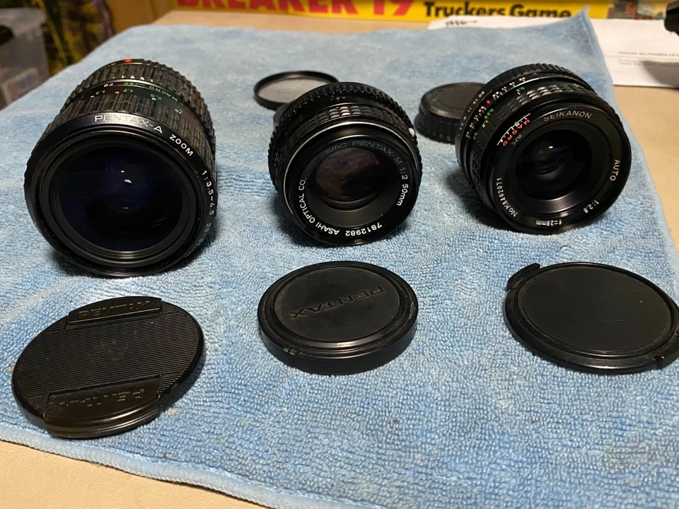Vintage Pentax Lens Lot - Zoom 28-80, Seikanon 28mm, Asahi 50mm all K-mount NICE - Image 2 of 4