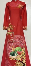 Ao Dai Lụa Cao Cấp Vietnamese Dress With Pant - Size: Small
